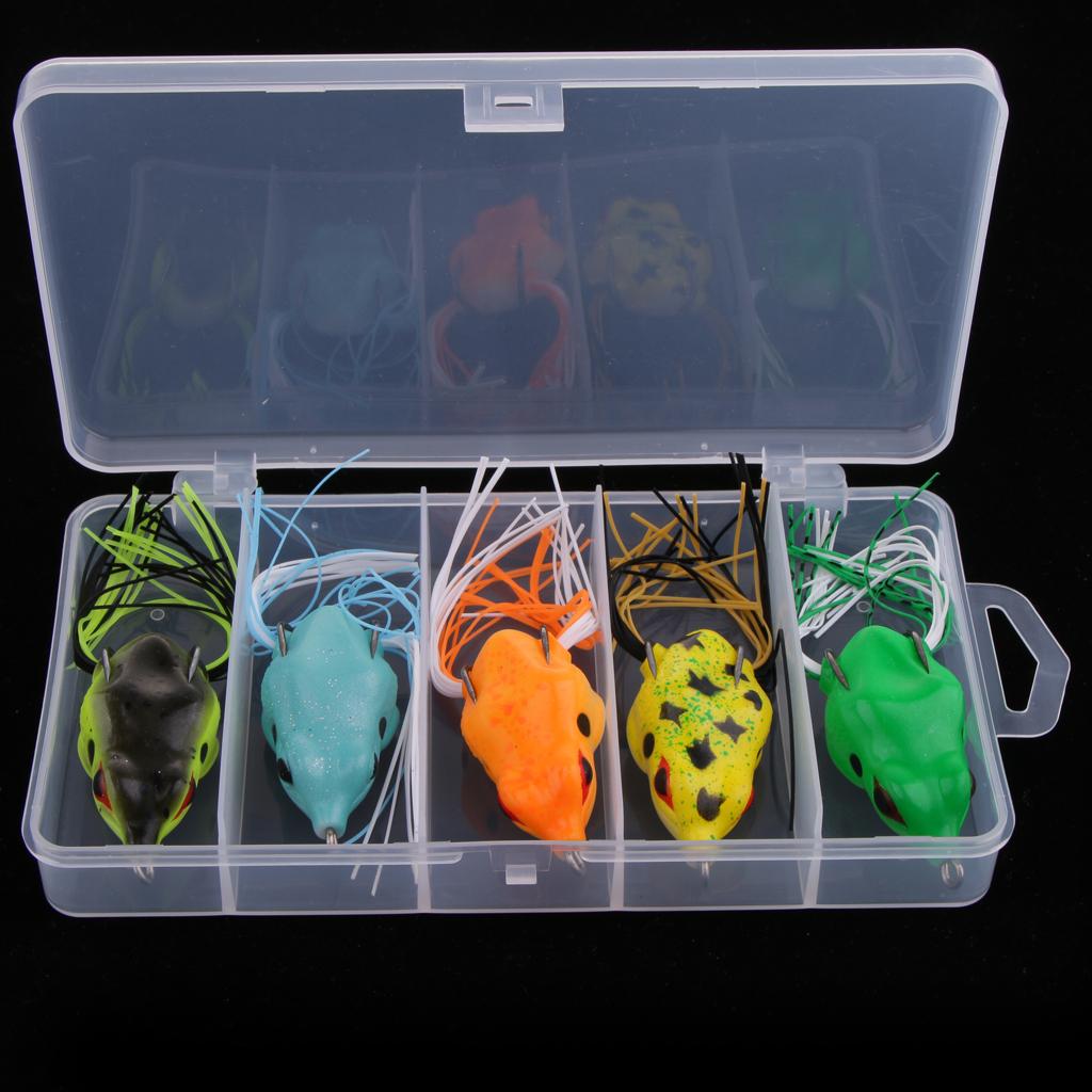 5pcs Frog Soft Fishing Lure Bass Snakehead Bait Topwater Swimbait Crankbait