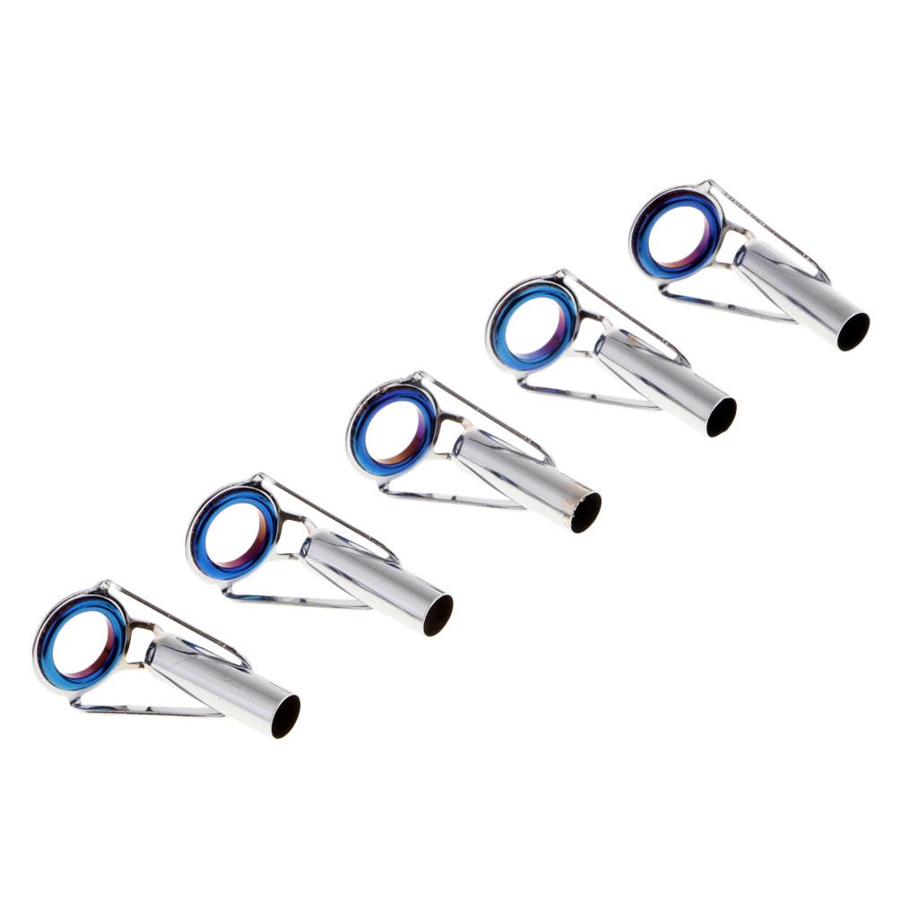 5pcs Fishing Rod Guides Tips Repair Kit Spinning Casting Rod Tip Ring Size 8