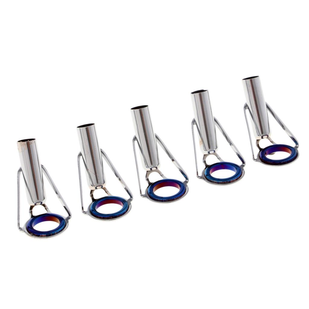 5pcs Fishing Rod Guides Tips Repair Kit Spinning Casting Rod Tip Ring Size 8