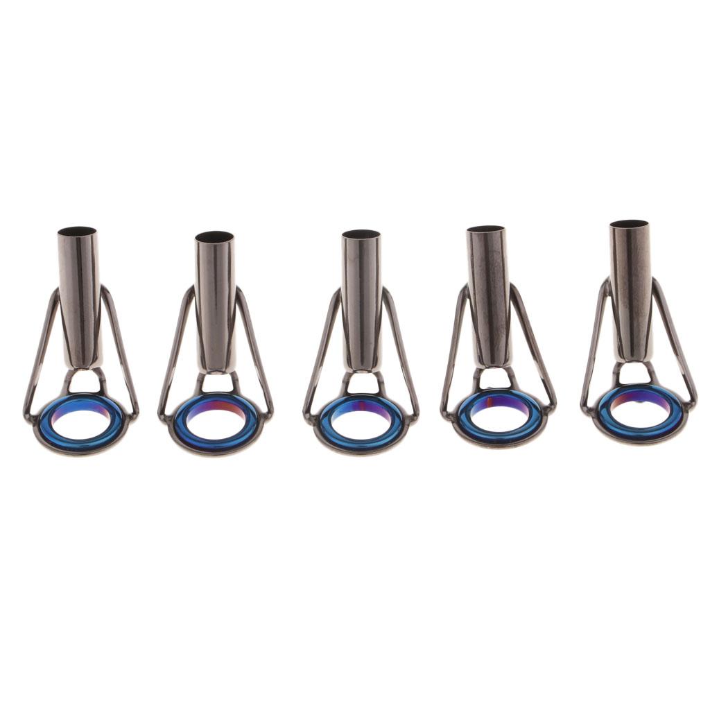 5pcs Fishing Rod Guides Ring Repair Kit Spinning Casting Rod Tip Tops Size 8