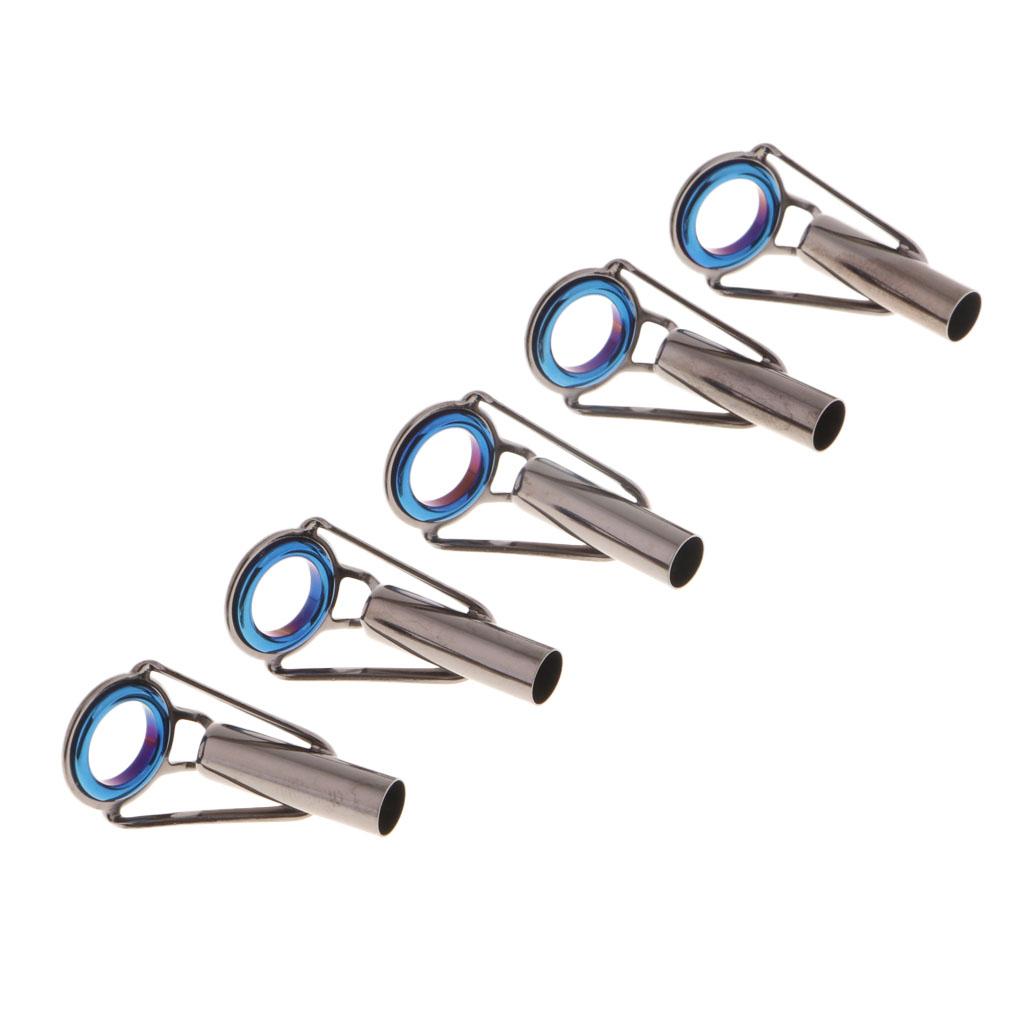 5pcs Fishing Rod Guides Ring Repair Kit Spinning Casting Rod Tip Tops Size 8