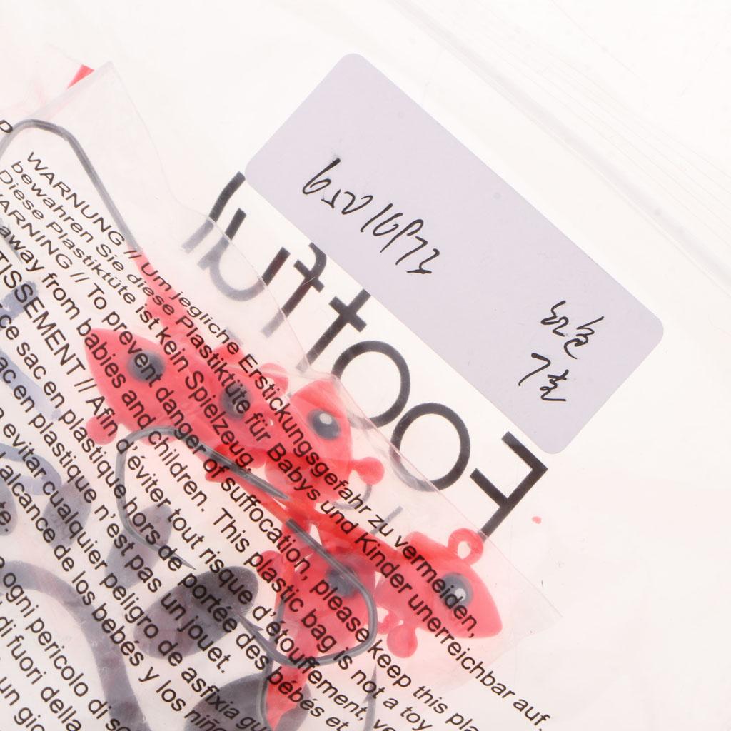 5pcs Fishing Jigs Lead Jig Head Hooks Saltwater Fishing Lures Baits Red 7g