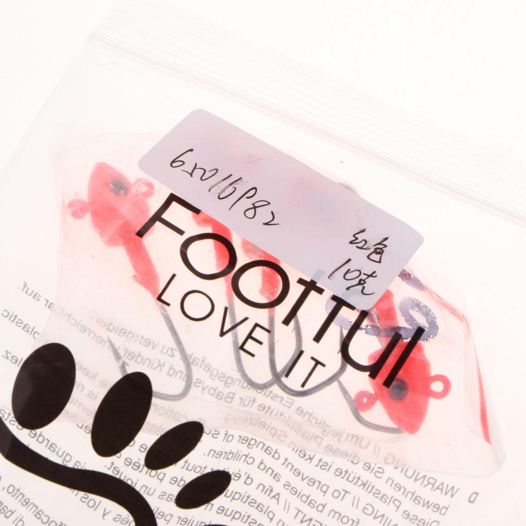 5pcs Fishing Jigs Lead Jig Head Hooks Saltwater Fishing Lures Baits Red 10g