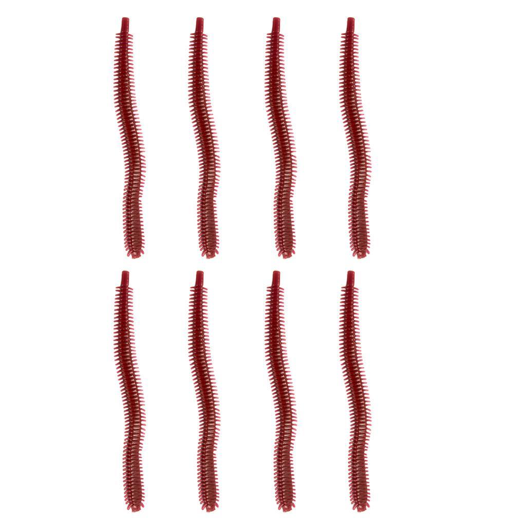 8Pcs PVC Soft Fishing Baits Grub Worm Artificial Fishing Lures Color 607