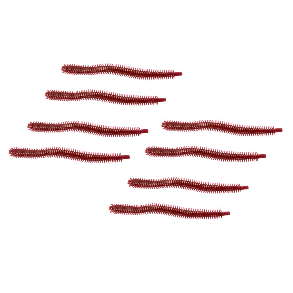 8Pcs PVC Soft Fishing Baits Grub Worm Artificial Fishing Lures Color 607