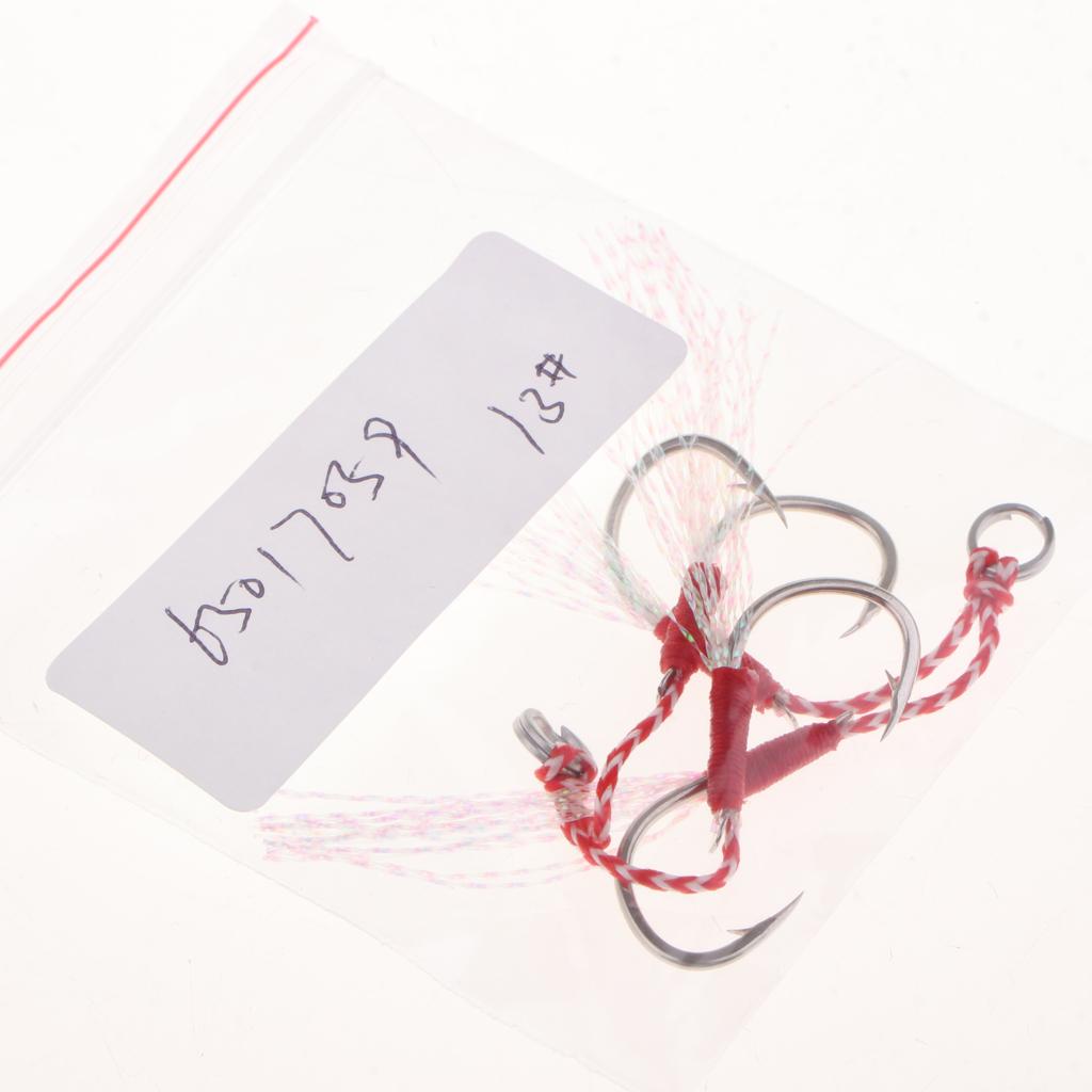 2pcs Stainless Steel Assist Hooks Sea Fishing Jig Jigging Barbed Hooks 13