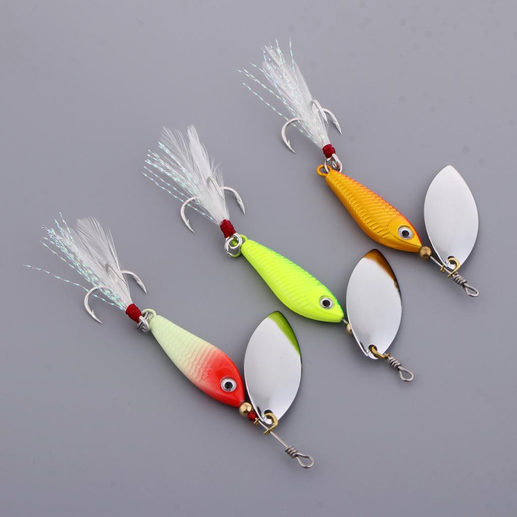 3pcs 3D Fish Eye Hard Fishing Bait Lead Lure Spinnerbaits with Spoon 20g