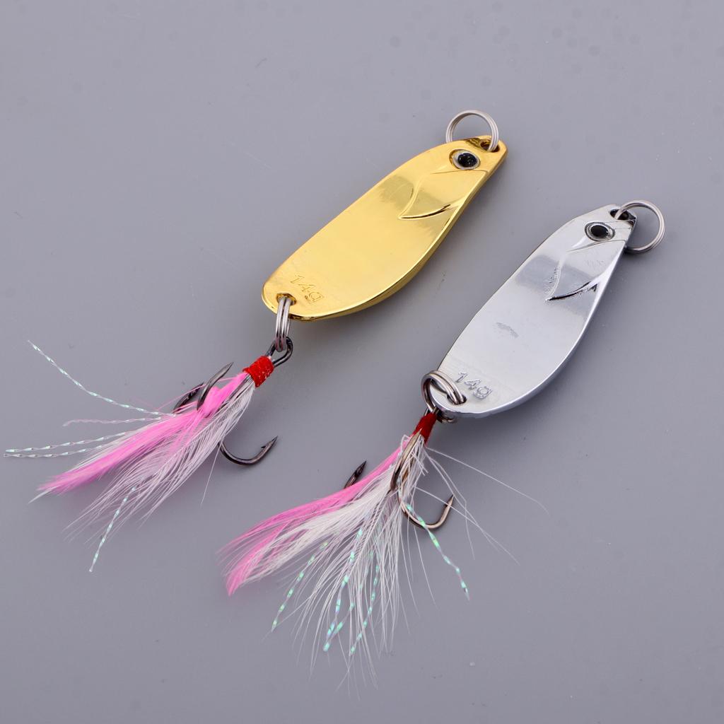 4x2 Pieces Metal Spoons Fishing Lures Hard Sequins Baits with Hooks for Trout