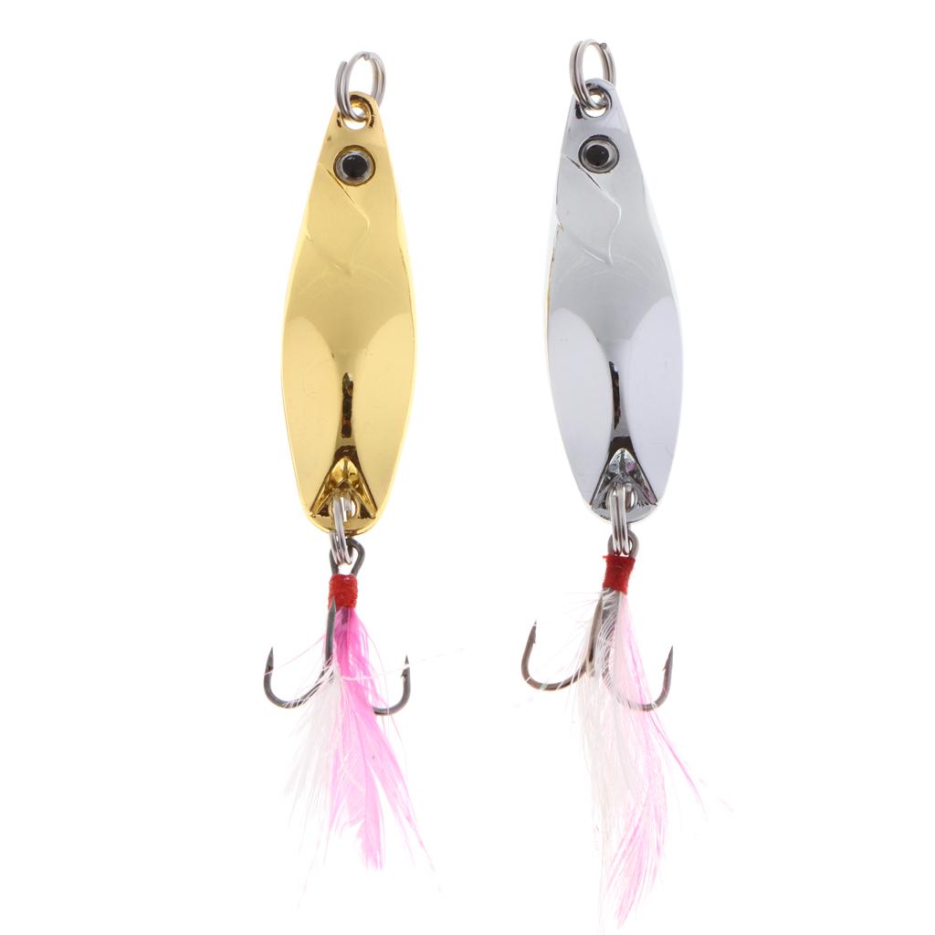 2x2 Pieces Metal Spoons Fishing Lures Hard Sequins Baits with Hooks for Trout