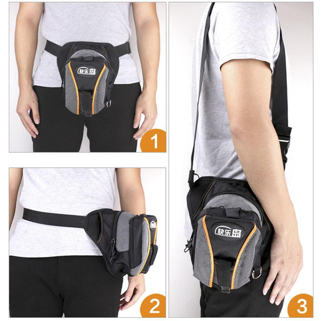 Multifunctional Fishing Tackle Bag Waterproof Waist Pack Shoulder Bag Black