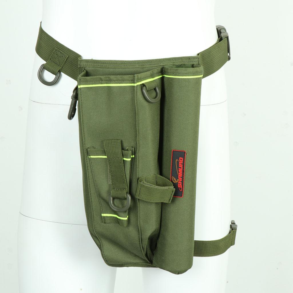 Fishing Waist Carry Bag Leg Pack Lure Rod Tackle Pouch with Box Army Green