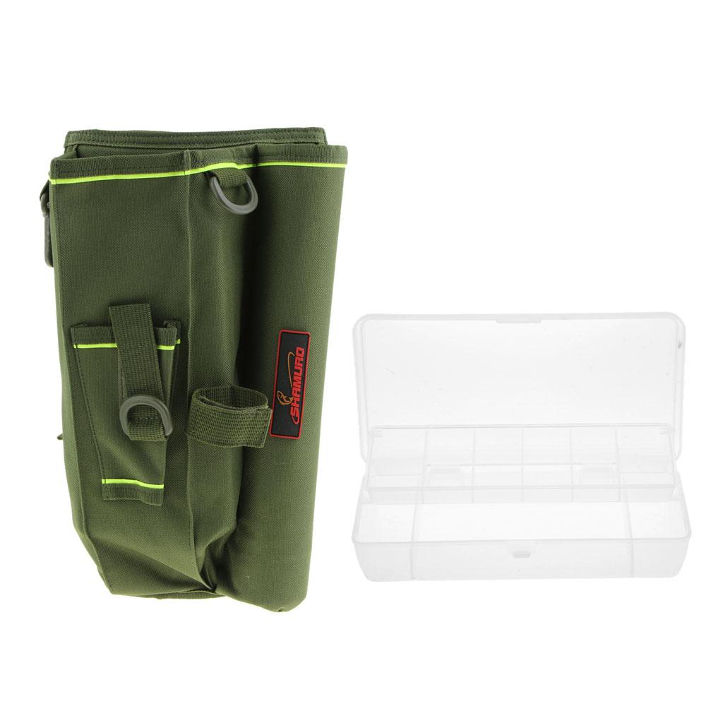 Fishing Waist Carry Bag Leg Pack Lure Rod Tackle Pouch with Box Army Green