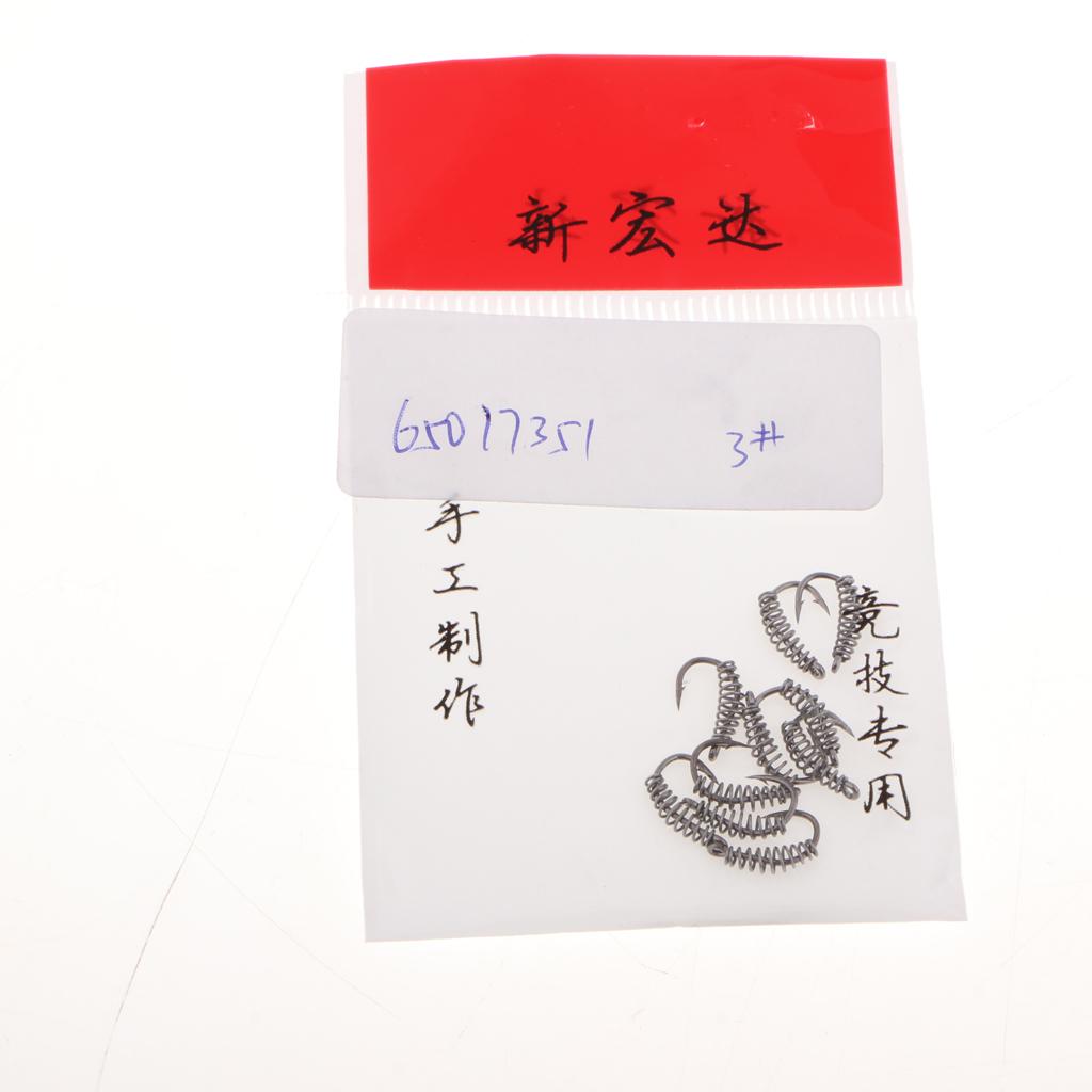 10pcs Spring Barbed Fishing Hooks with Hole Carp Jig Fishhook Hook Size 3