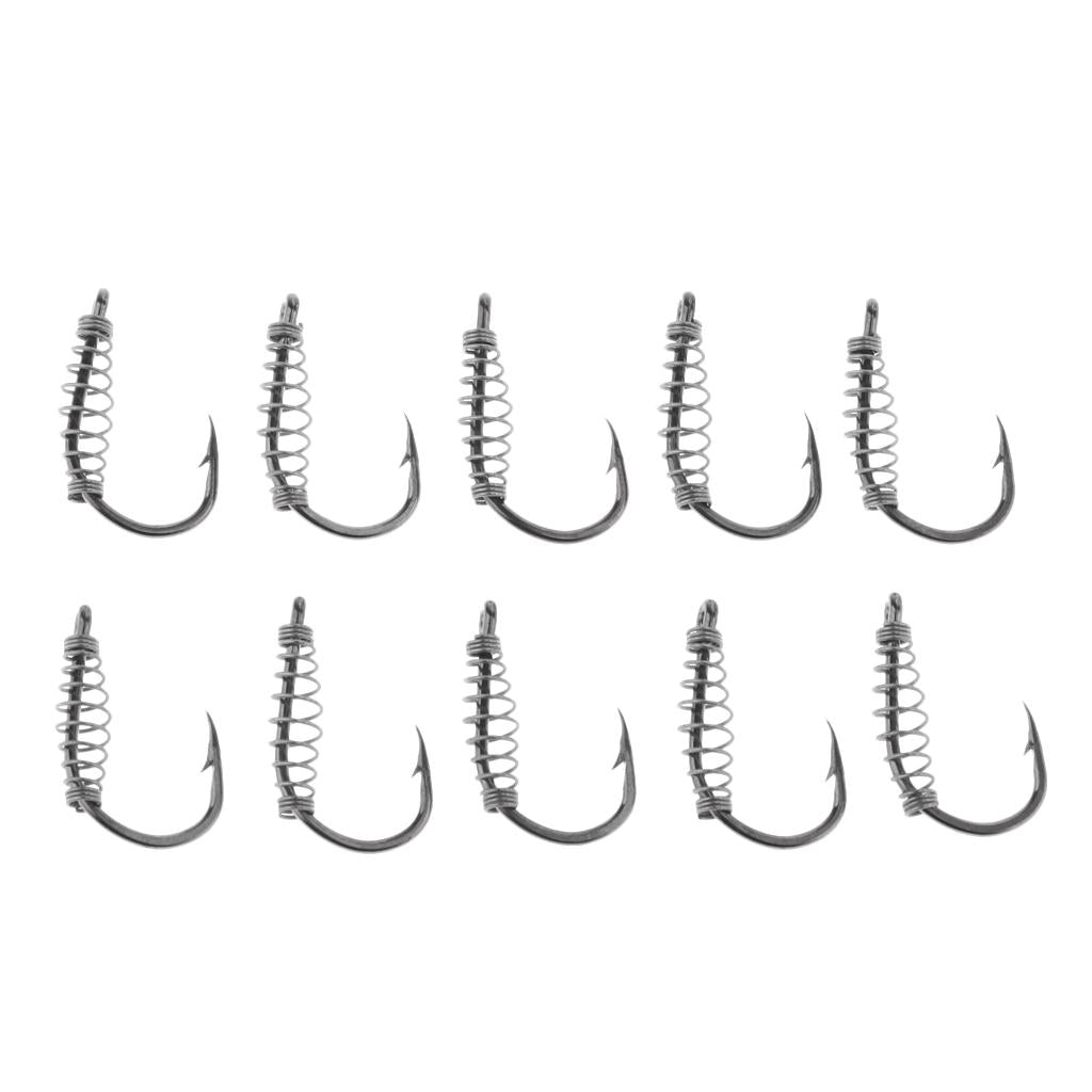 4x10pcs Spring Barbed Fishing Hooks with Hole Carp Jig Fishhook Hook Size 10