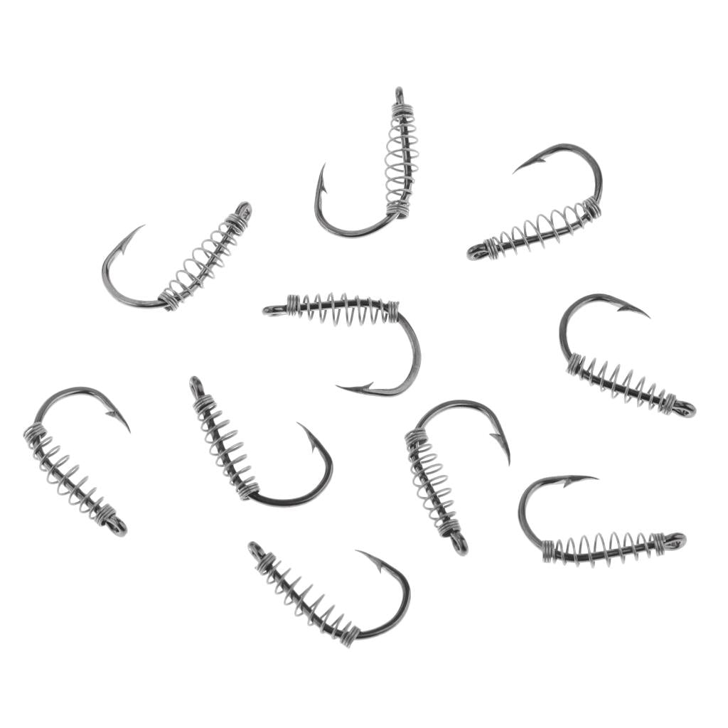 2x10pcs Spring Barbed Fishing Hooks with Hole Carp Jig Fishhook Hook Size 10