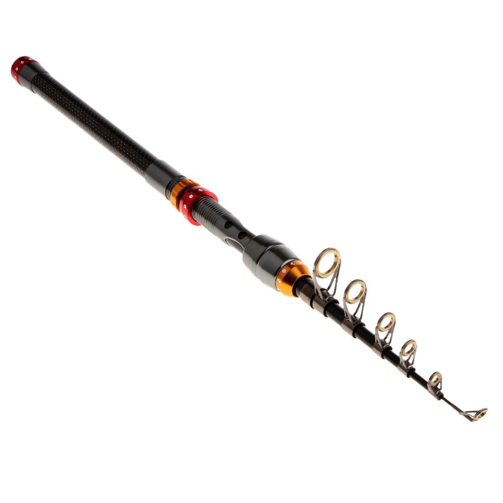 Fishing Rod Ultralight Carbon Fiber Telescopic Portable Spinning Pole 2.4m