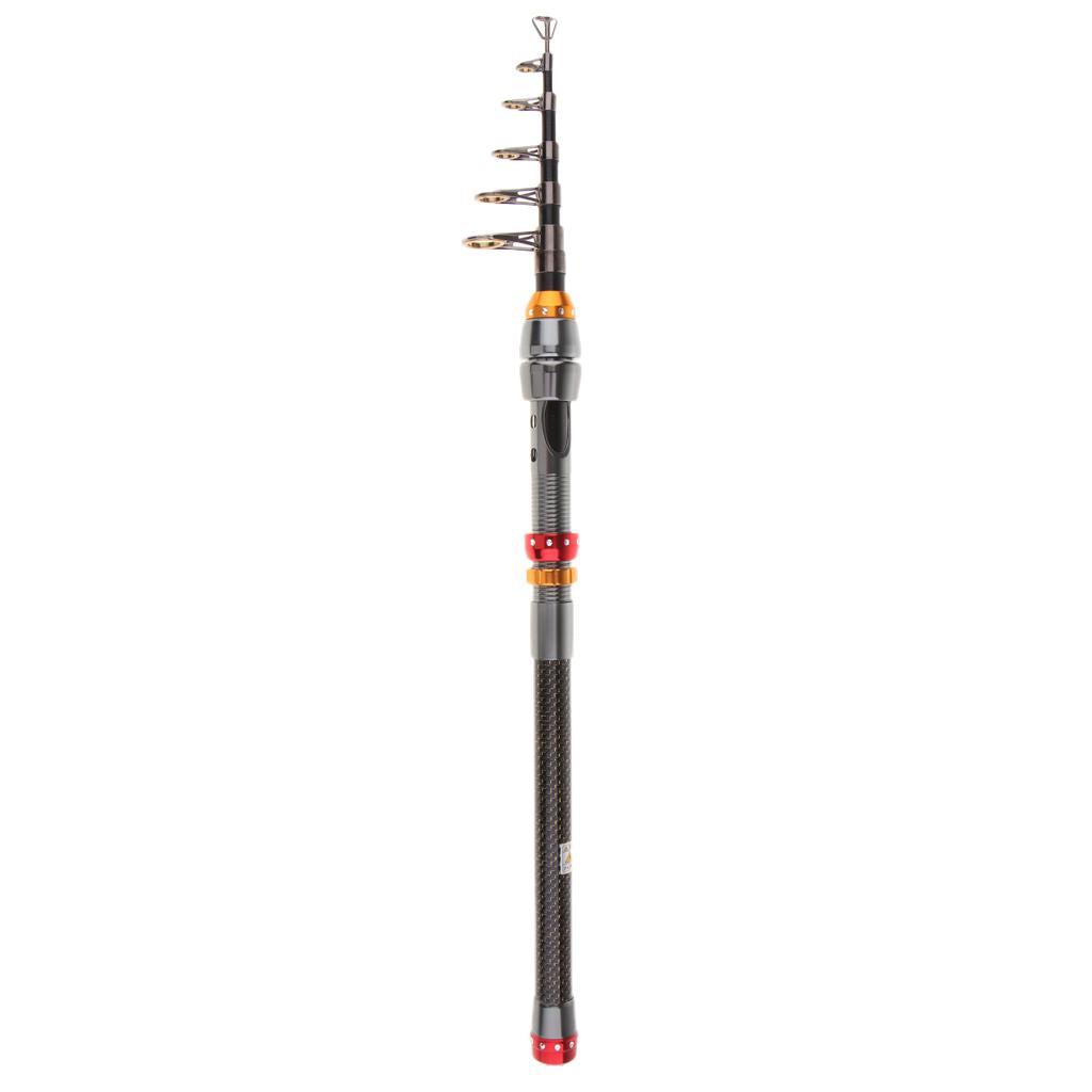 Fishing Rod Ultralight Carbon Fiber Telescopic Portable Spinning Pole 2.4m