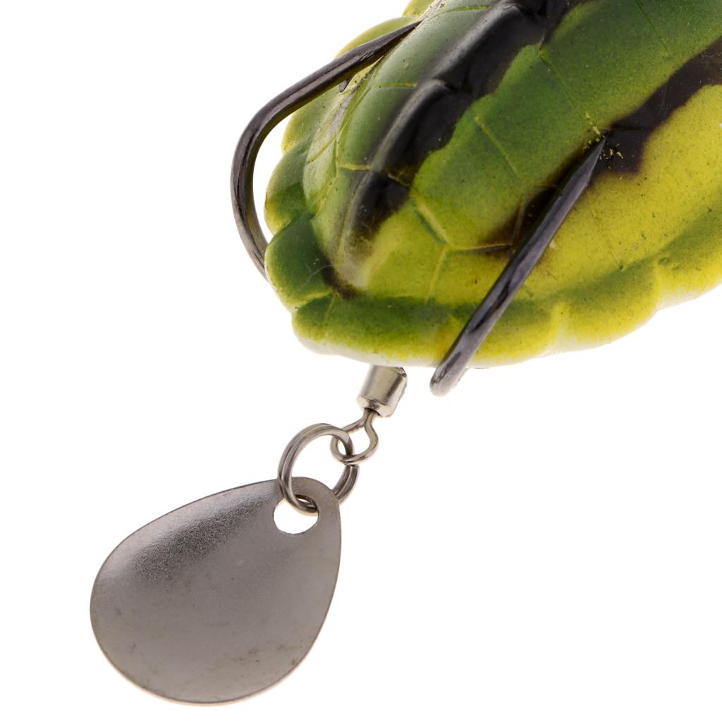3xSoft Silicone Frog Fishing Lure Topwater Hook Baits Crankbaits Yellow