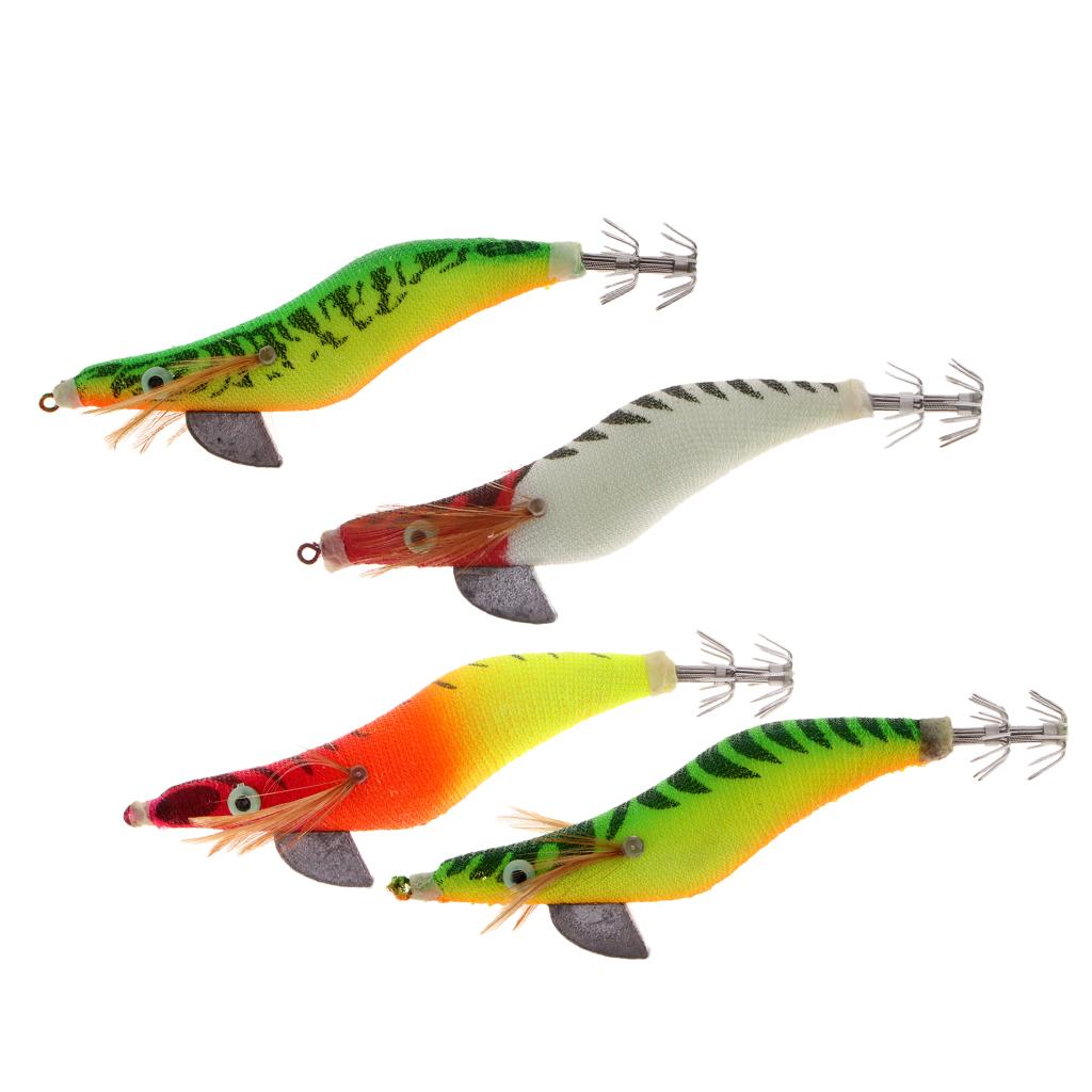 3.0# Squid Jigs Luminous Fishing Lures Artificial Baits Shrimp Color A