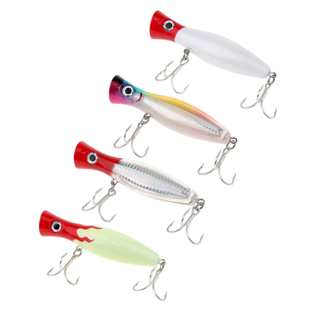 3D Plastic Fishing Lures Crankbaits with Treble Hook Topwater Baits White
