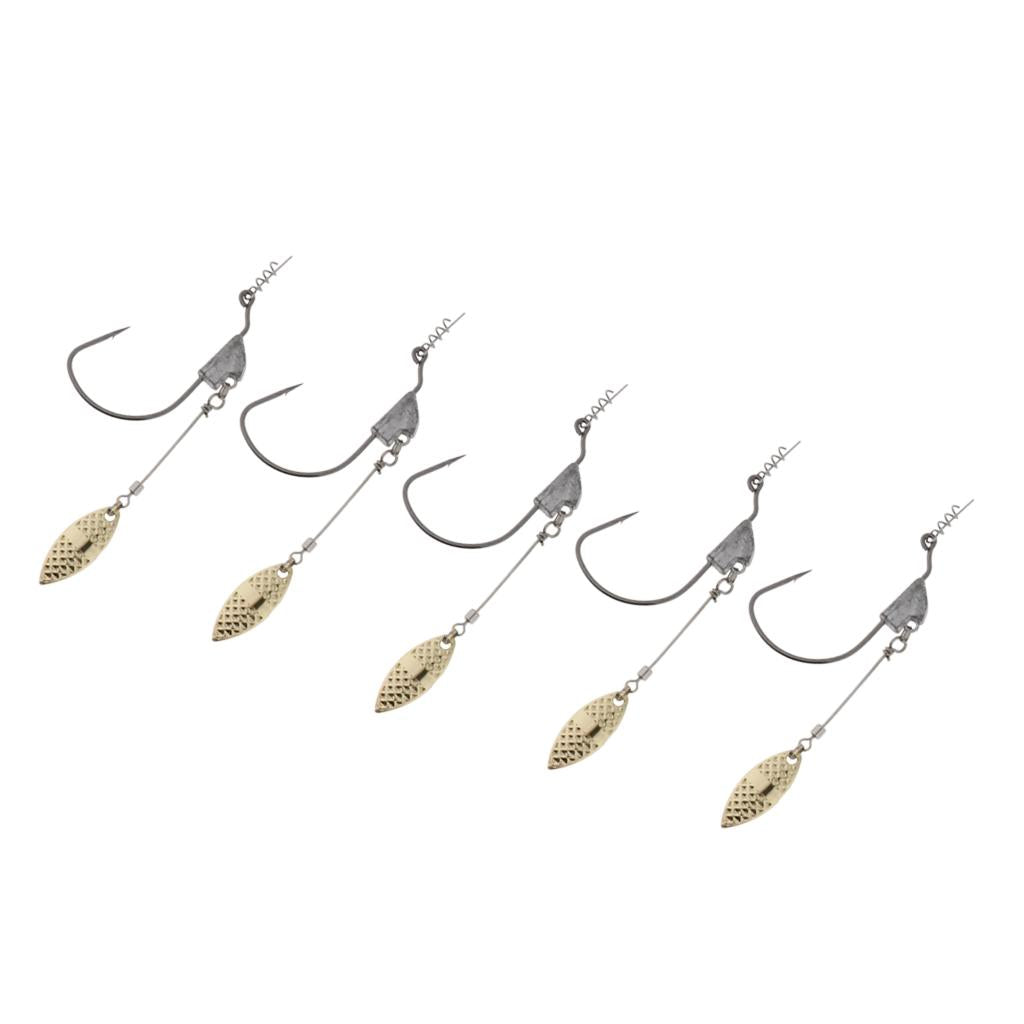 5pcs Weighted Fishing Hooks with Lead Spoon Spring for Swimbaits 7.6g