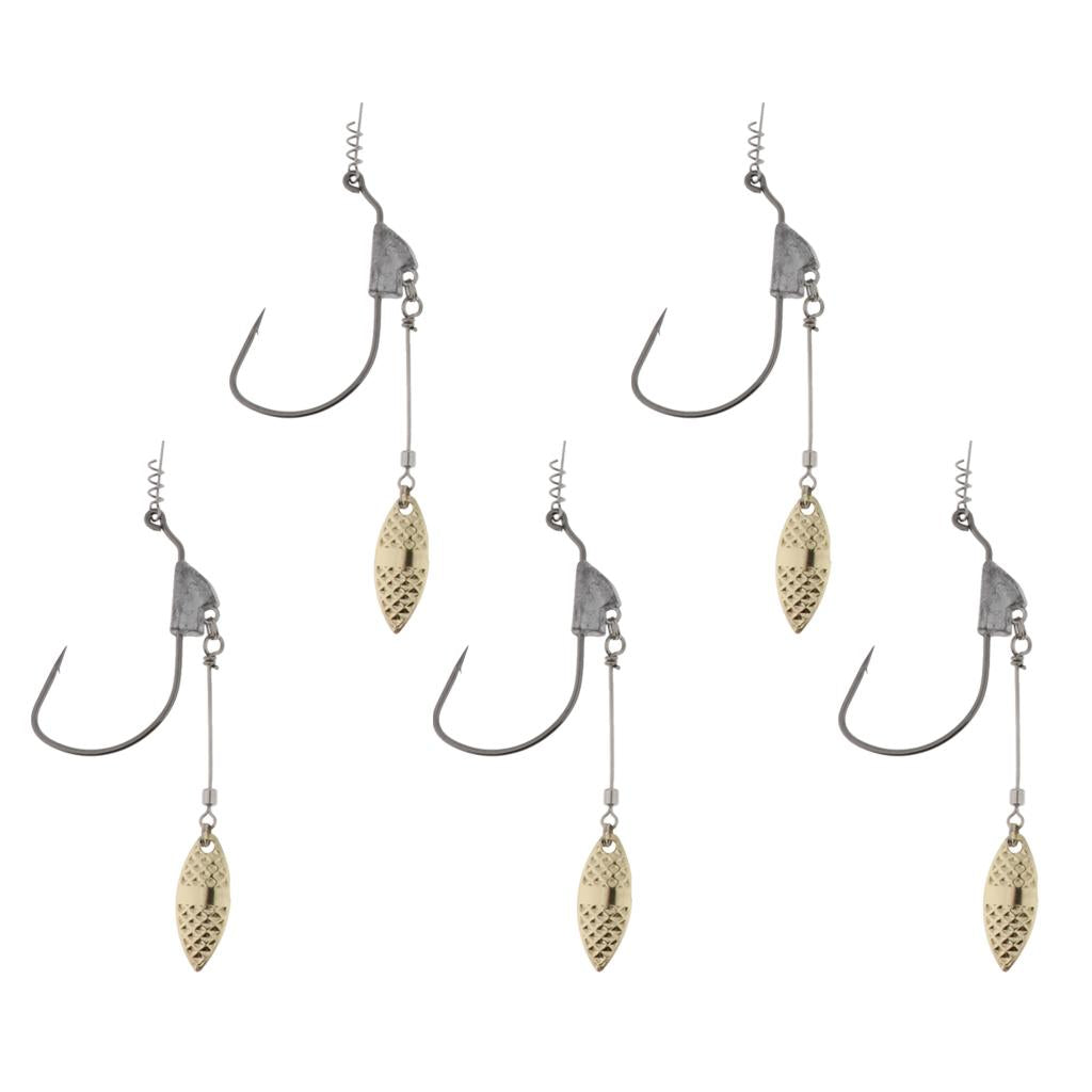 5pcs Weighted Fishing Hooks with Lead Spoon Spring for Swimbaits 7.6g