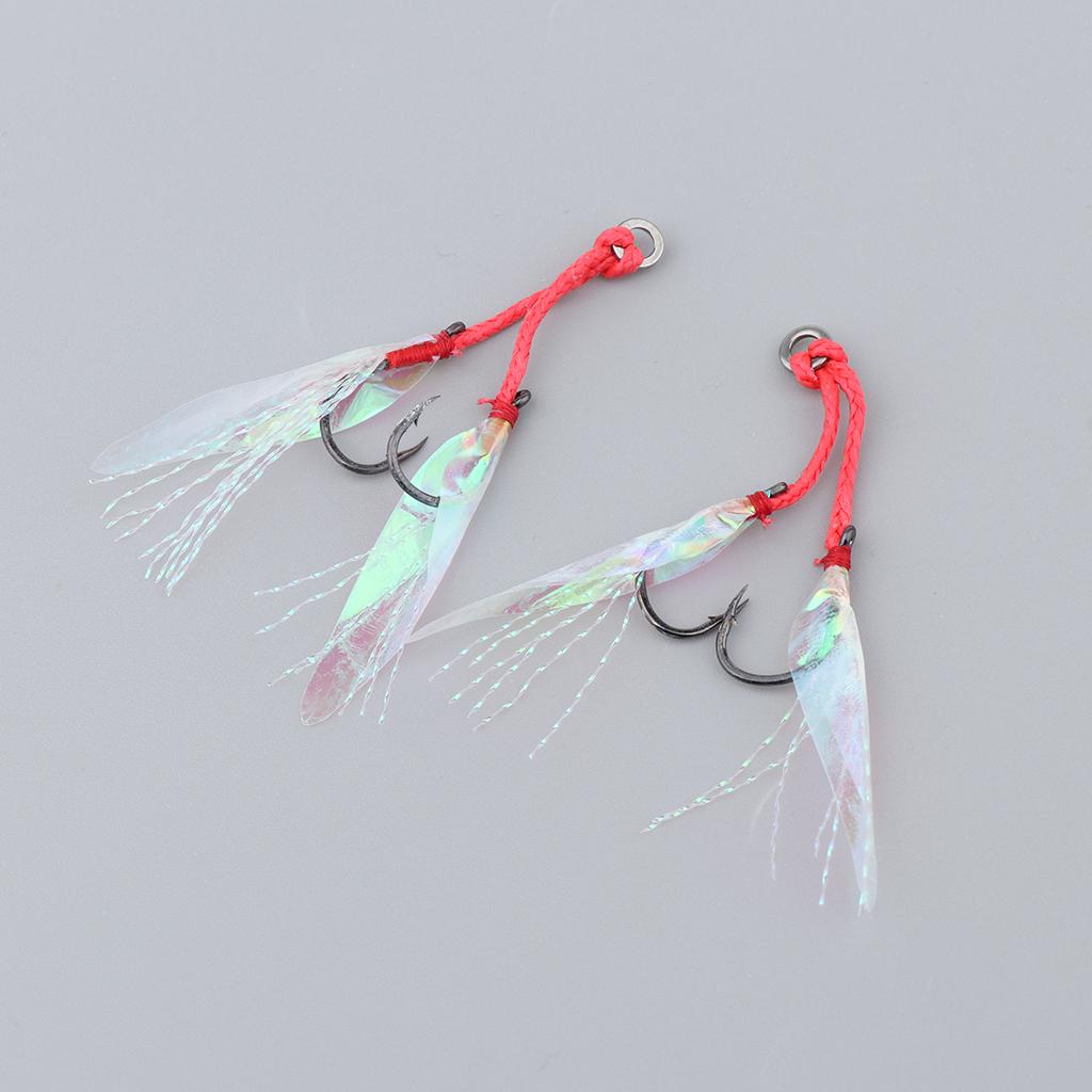 2Pcs Fishing Assist Hooks Carbon Steel Jigging Assist Fishing Hooks 14