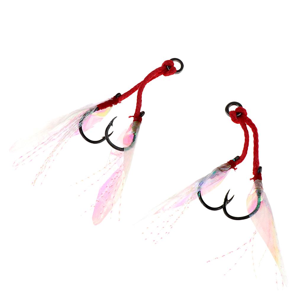 2Pcs Fishing Assist Hooks Carbon Steel Jigging Assist Fishing Hooks 14