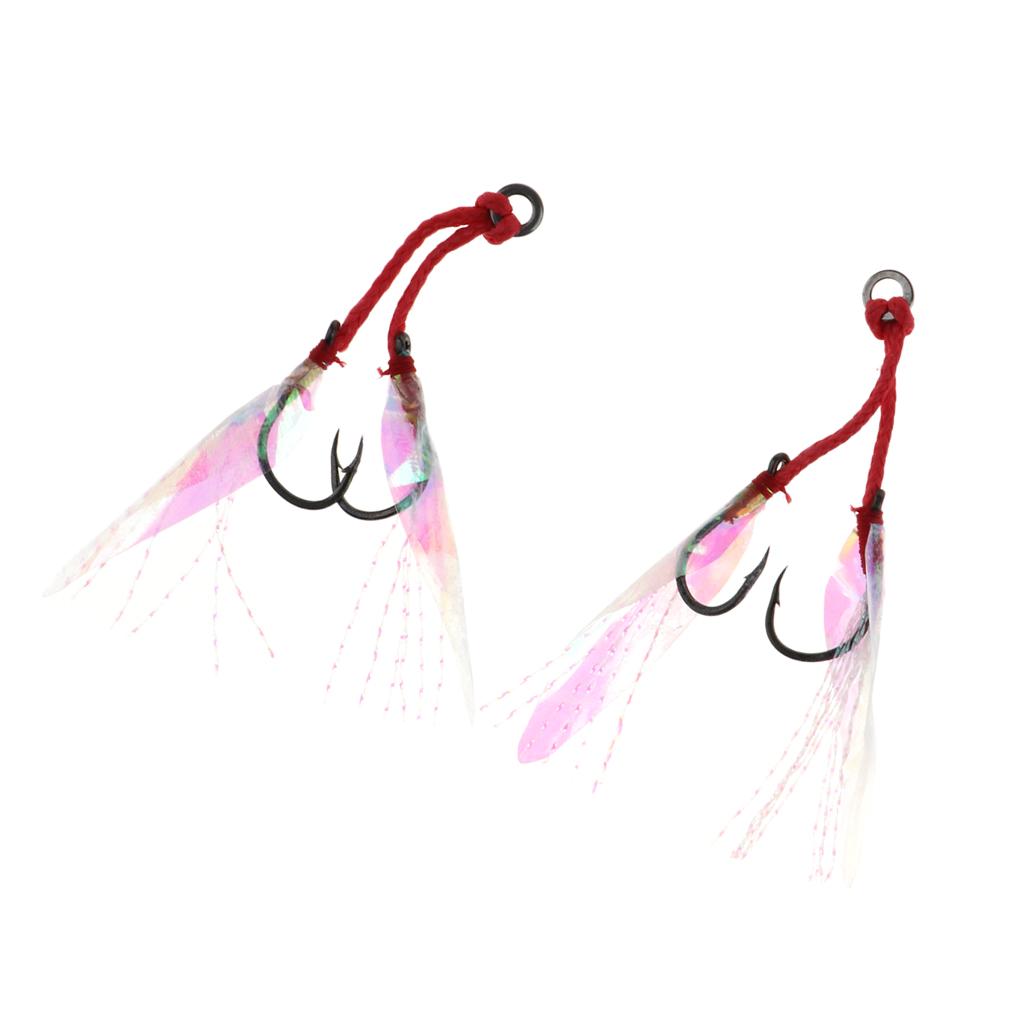 2Pcs Fishing Assist Hooks Carbon Steel Jigging Assist Fishing Hooks 14