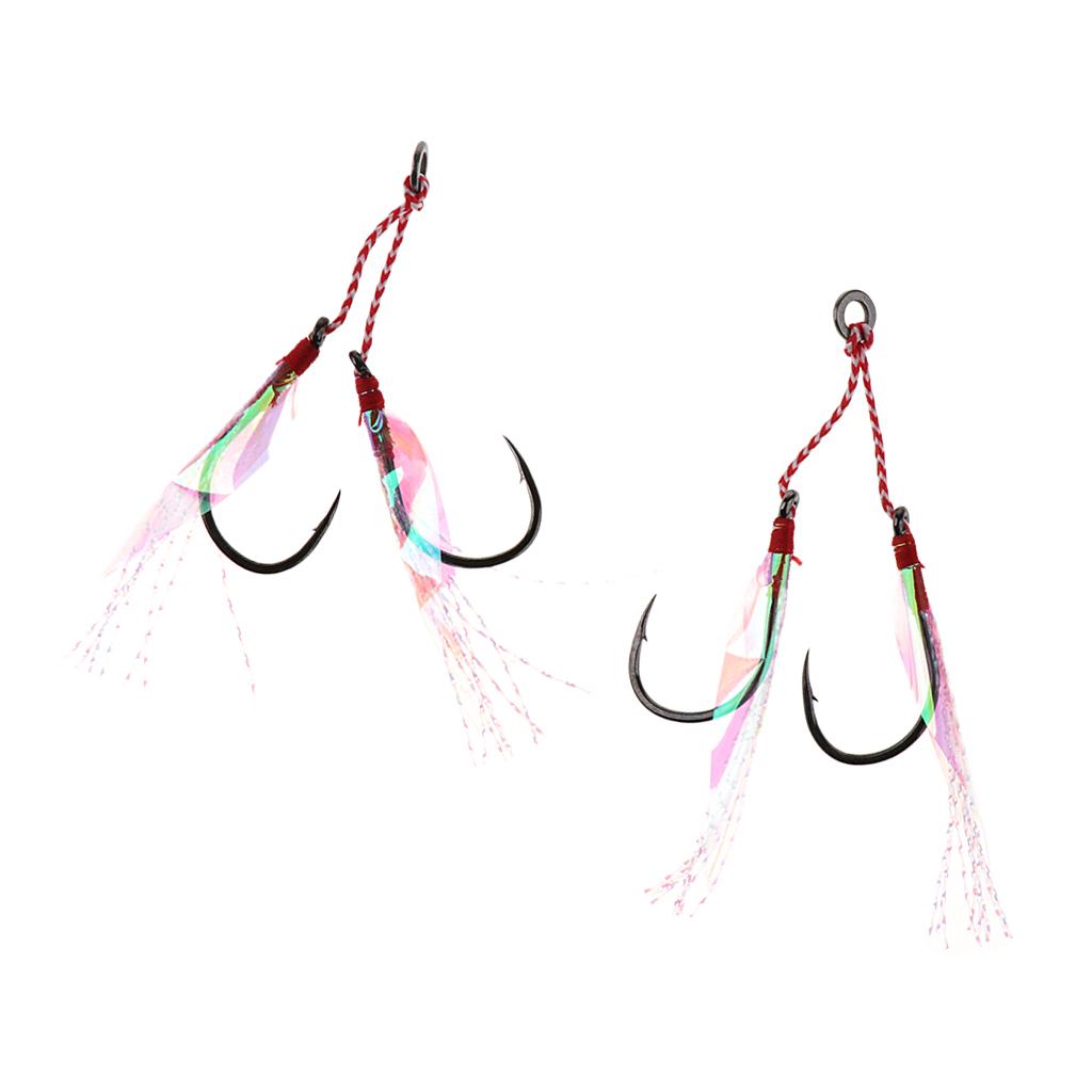 2Pcs Fishing Assist Hooks Carbon Steel Jigging Assist Fishing Hooks 15