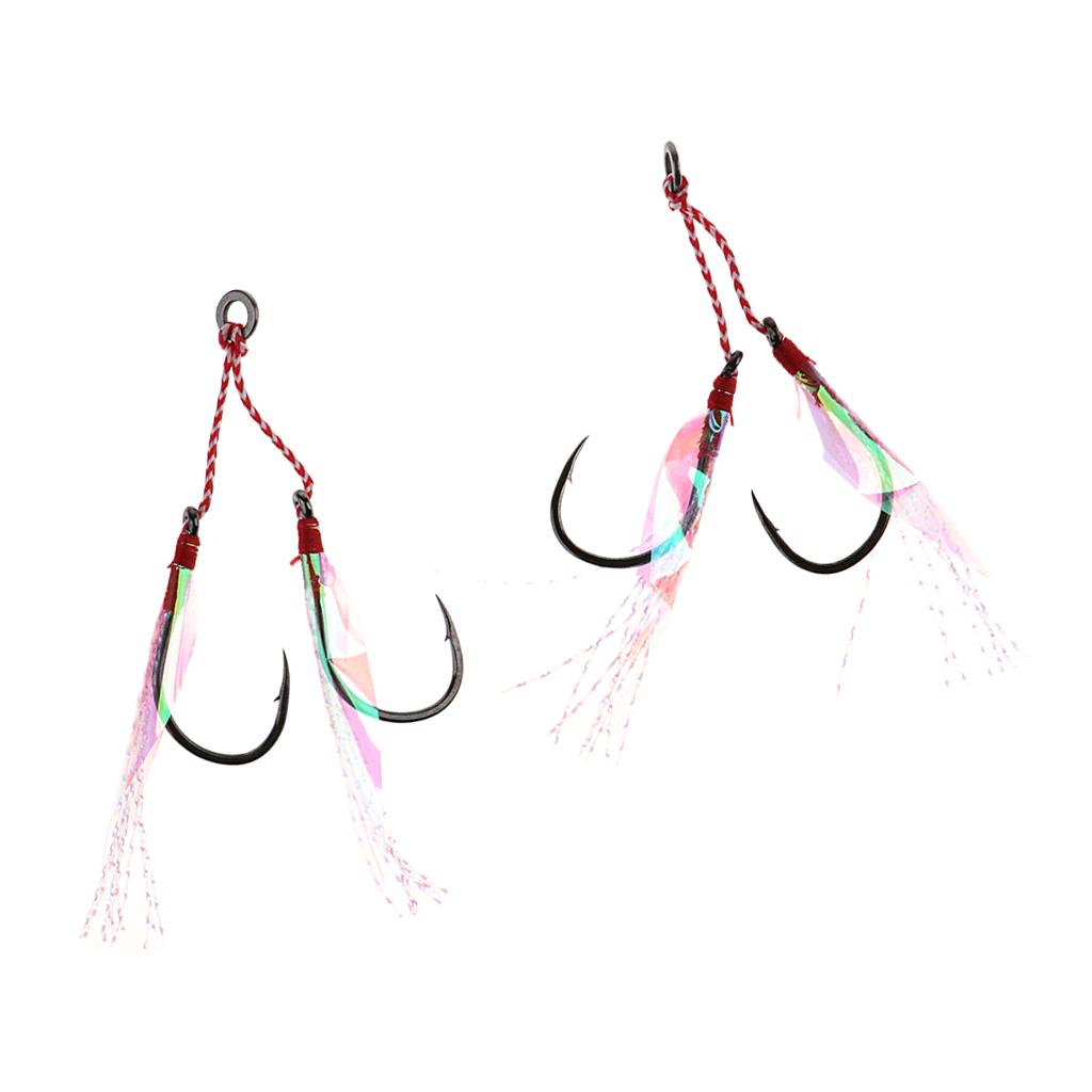 2Pcs Fishing Assist Hooks Carbon Steel Jigging Assist Fishing Hooks 15
