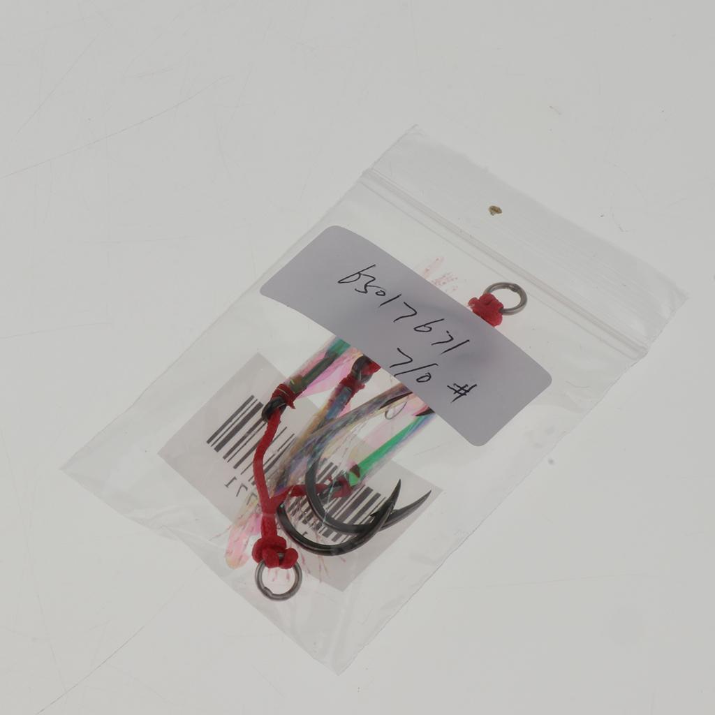 2Pcs Fishing Assist Hooks Carbon Steel Jigging Assist Fishing Hooks 7-0