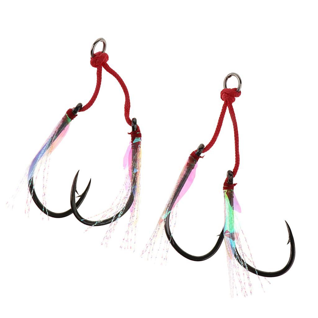 2Pcs Fishing Assist Hooks Carbon Steel Jigging Assist Fishing Hooks 7-0