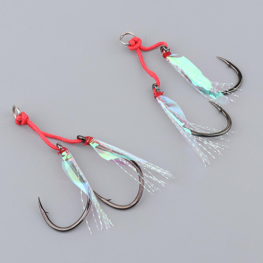 2Pcs Fishing Assist Hooks Carbon Steel Jigging Assist Fishing Hooks 7-0