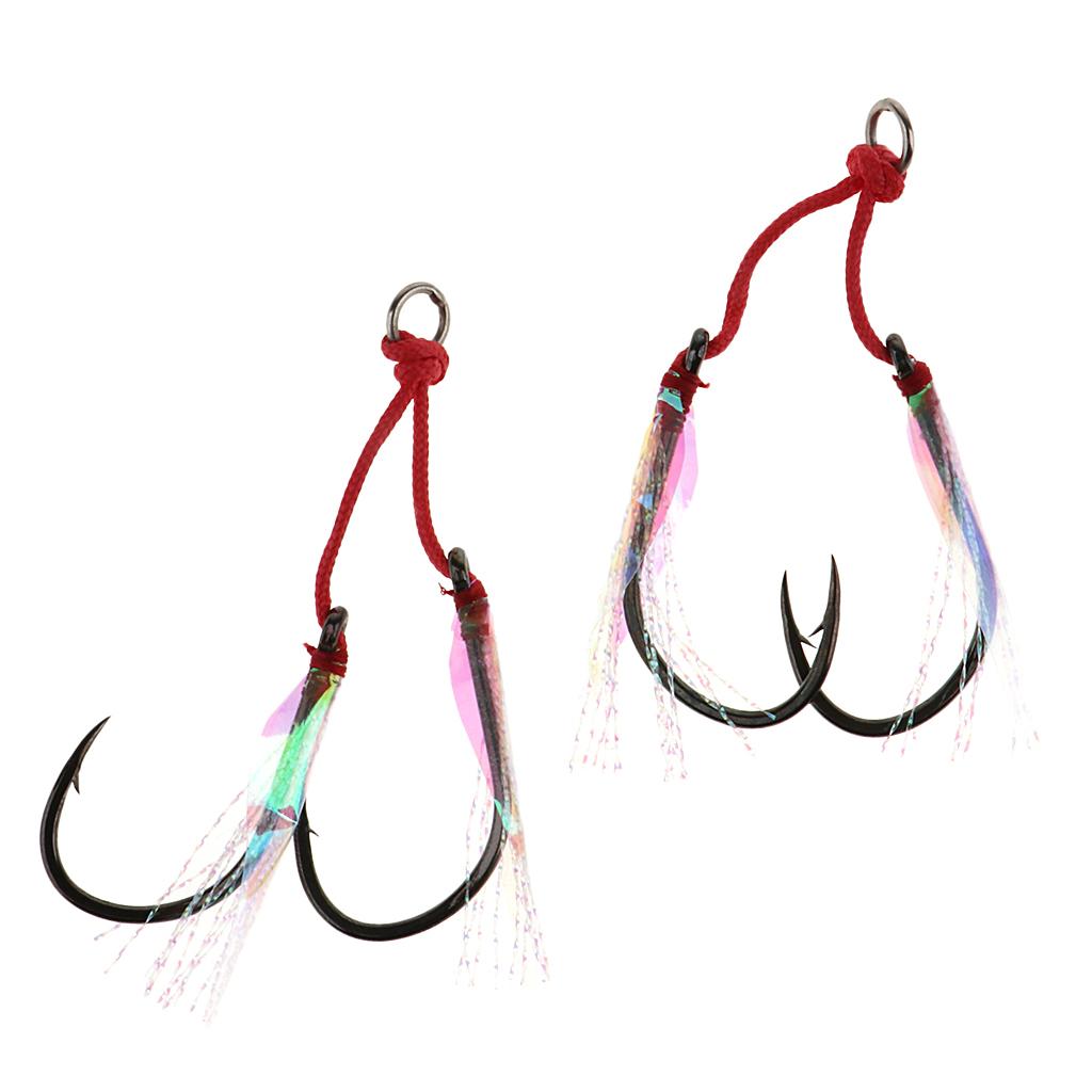 2Pcs Fishing Assist Hooks Carbon Steel Jigging Assist Fishing Hooks 7-0