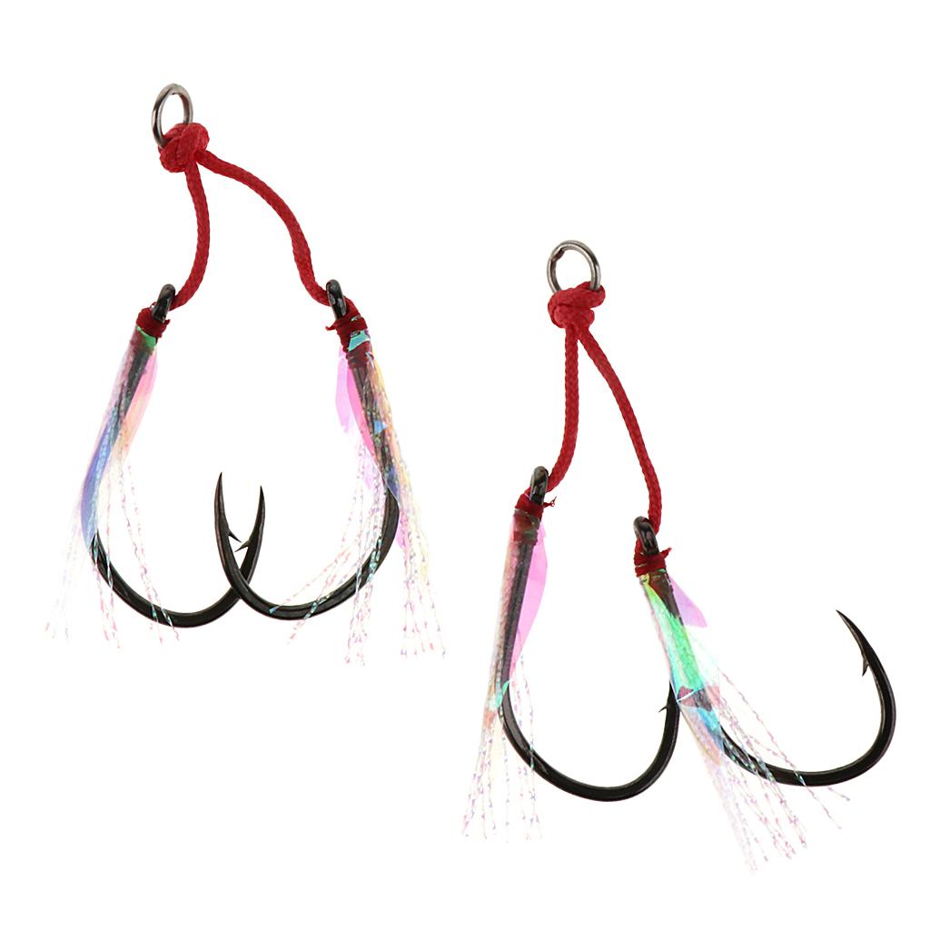 2Pcs Fishing Assist Hooks Carbon Steel Jigging Assist Fishing Hooks 7-0