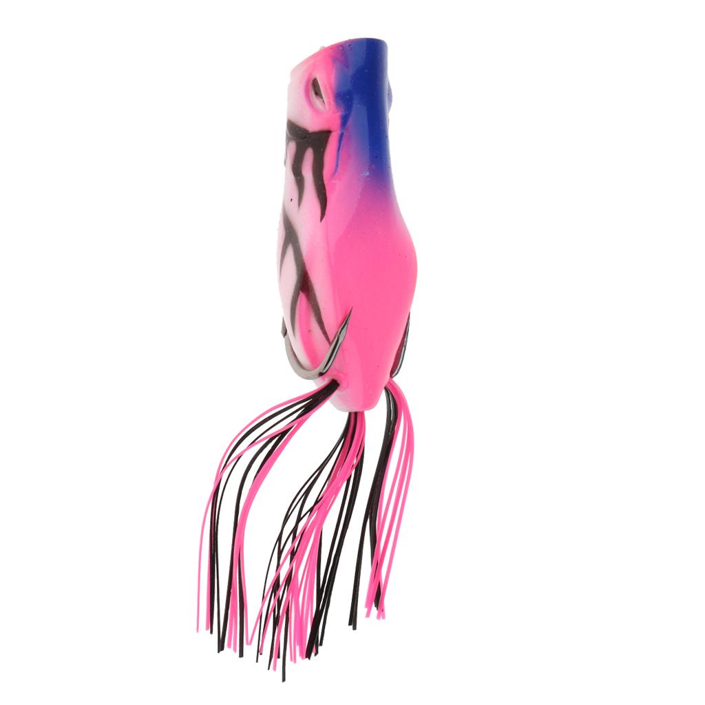 4xLifelike Topwater Frog Fishing Lure Soft Artificial Crankbaits Hook Baits Pink