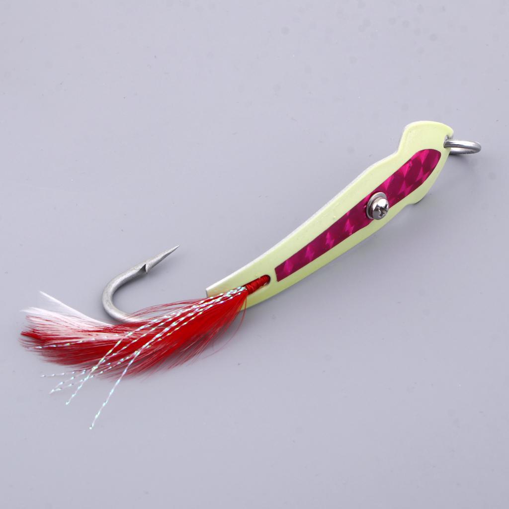 Metal Spoon Fishing Lure Jigs With Assist Hook For Sea Big Game Pink