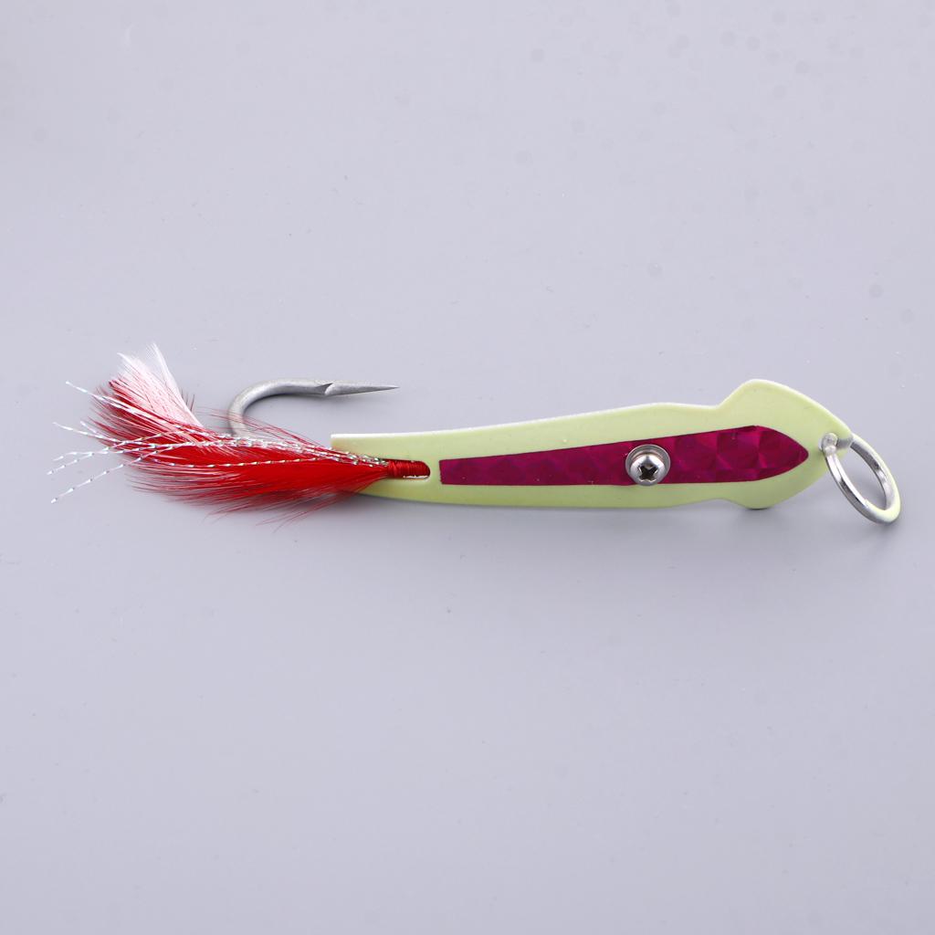 Metal Spoon Fishing Lure Jigs With Assist Hook For Sea Big Game Pink