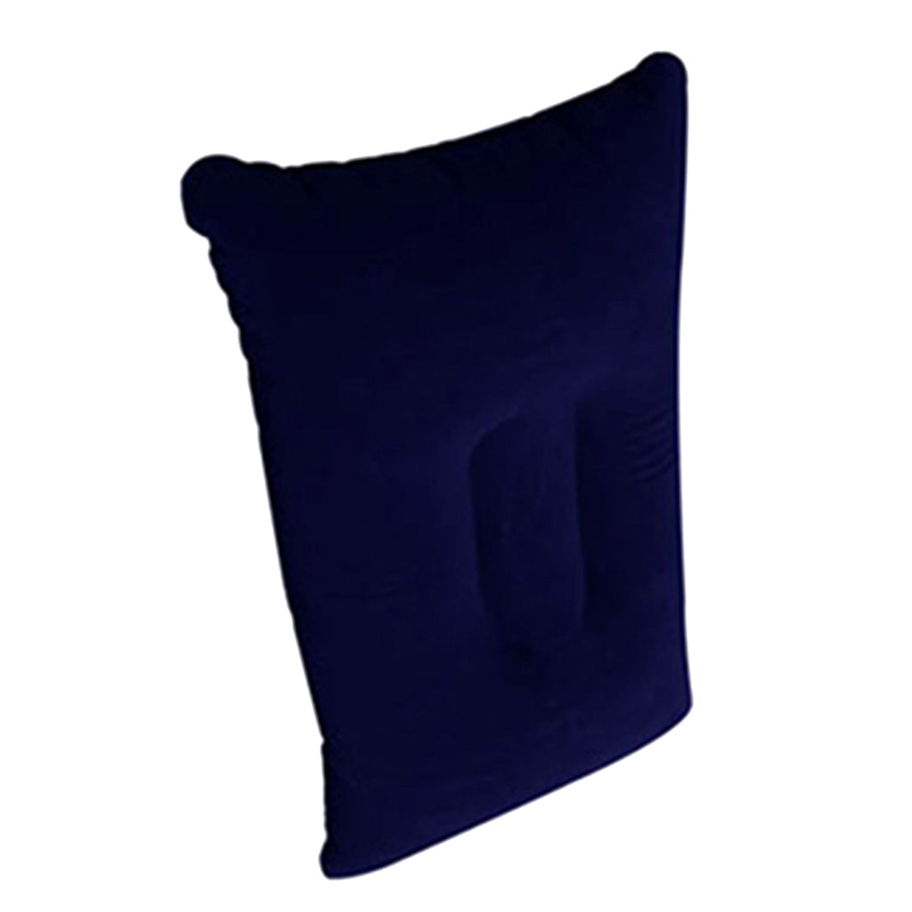 Inflatable Air Travel Pillow PVC Flocked Head Neck Rest Support Cushion Navy