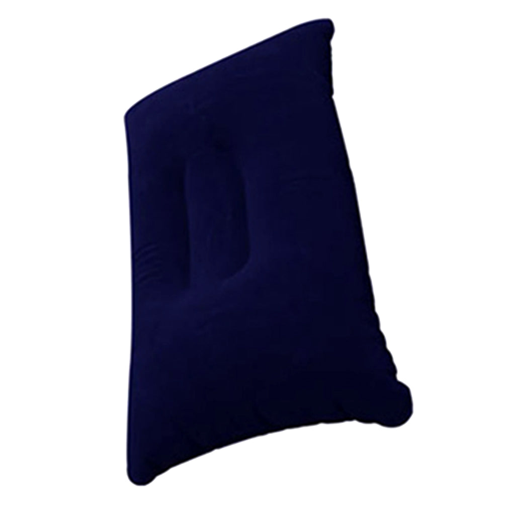 Inflatable Air Travel Pillow PVC Flocked Head Neck Rest Support Cushion Navy