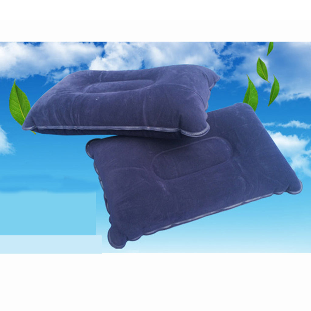 Inflatable Air Travel Pillow PVC Flocked Head Neck Rest Support Cushion Navy