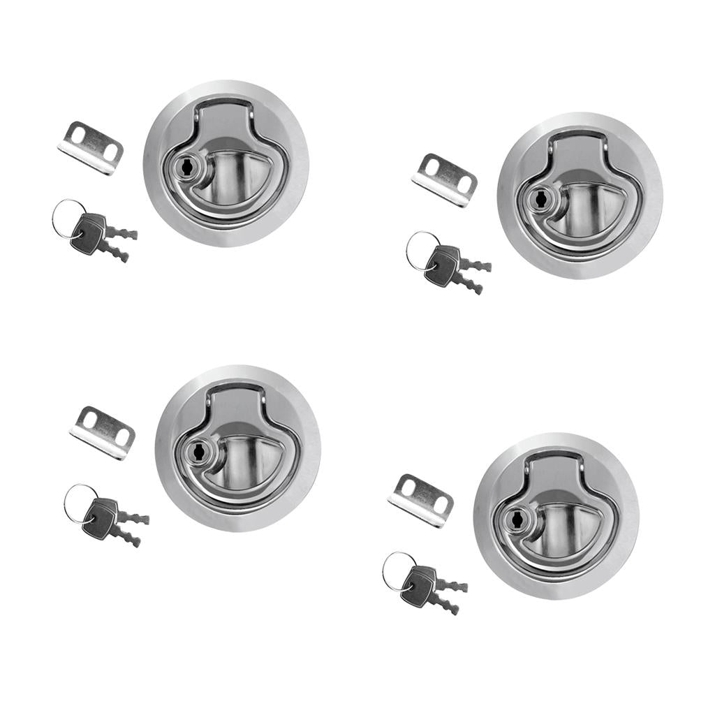 4 Pieces Zinc Alloy Chrome Finished Marine Boat Deck Flush Latch Pull Latch
