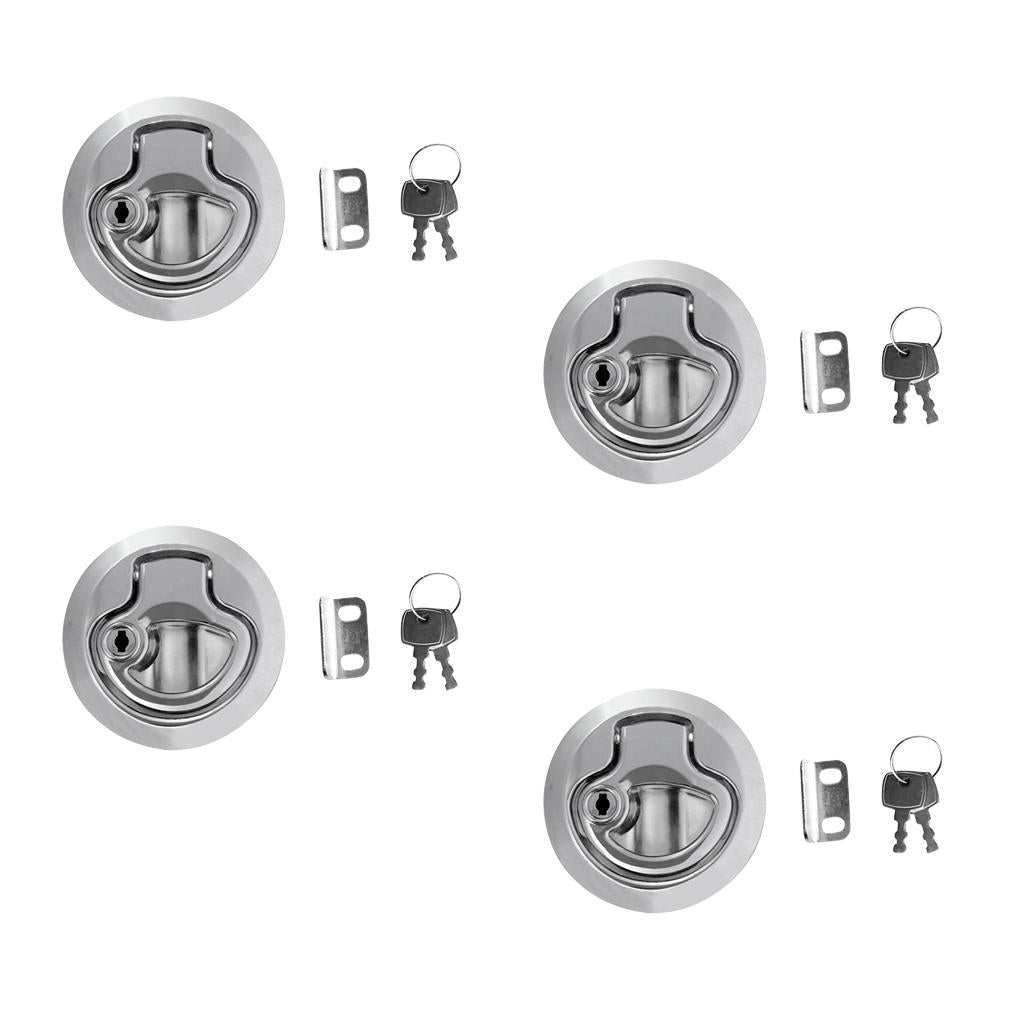 4 Pieces Zinc Alloy Chrome Finished Marine Boat Deck Flush Latch Pull Latch