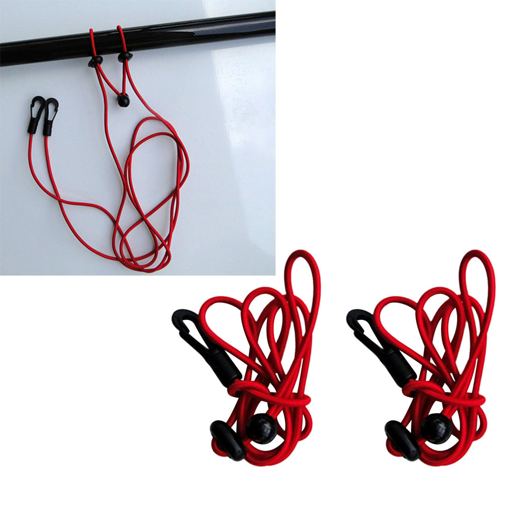 2 Pieces 1.2m 4mm Kayak Paddle Leash Bungee Fishing Rod Lanyard red