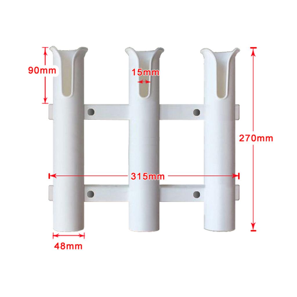 2 Pieces White 3 Pole/3 Rack Side Mount Deep Sea/Boat Fishing Rod Holder