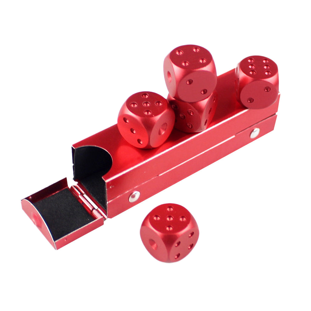 5 Pieces Aluminum Alloy 6 Sided Square Cube Spot Dice Round Corner Red