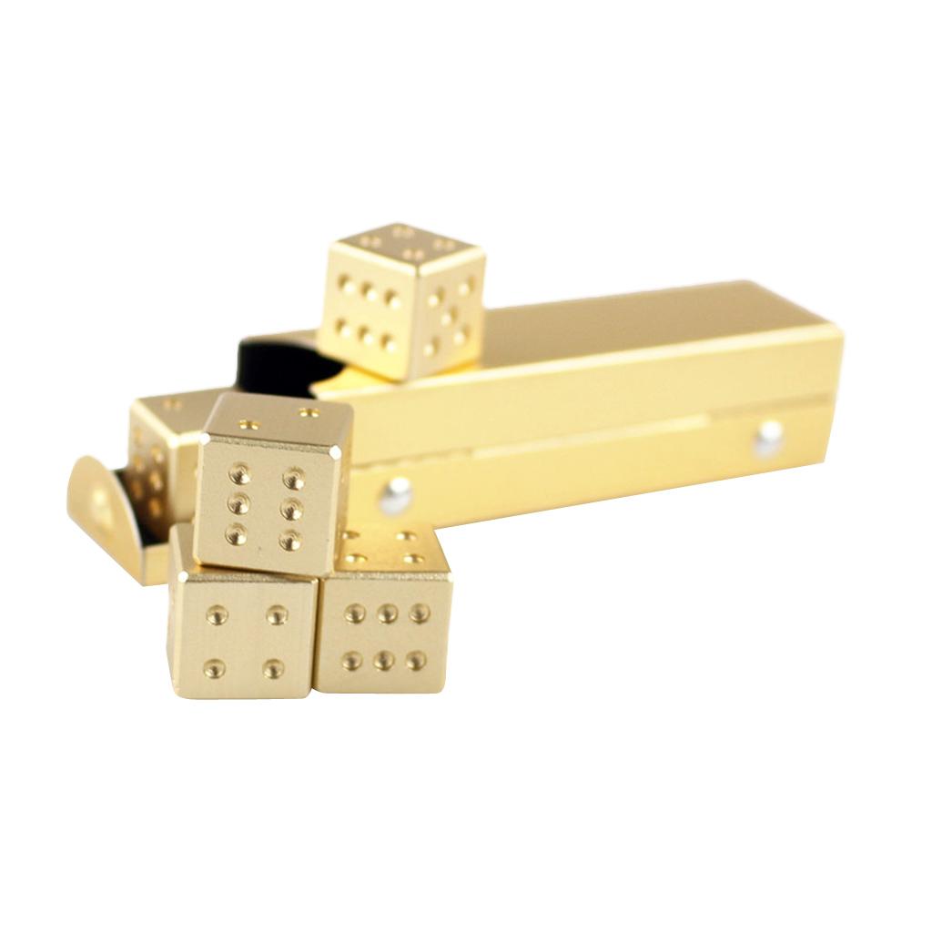 5 Pieces Aluminum Alloy 6 Sided Square Cube Spot Dice Straight Corner Gold