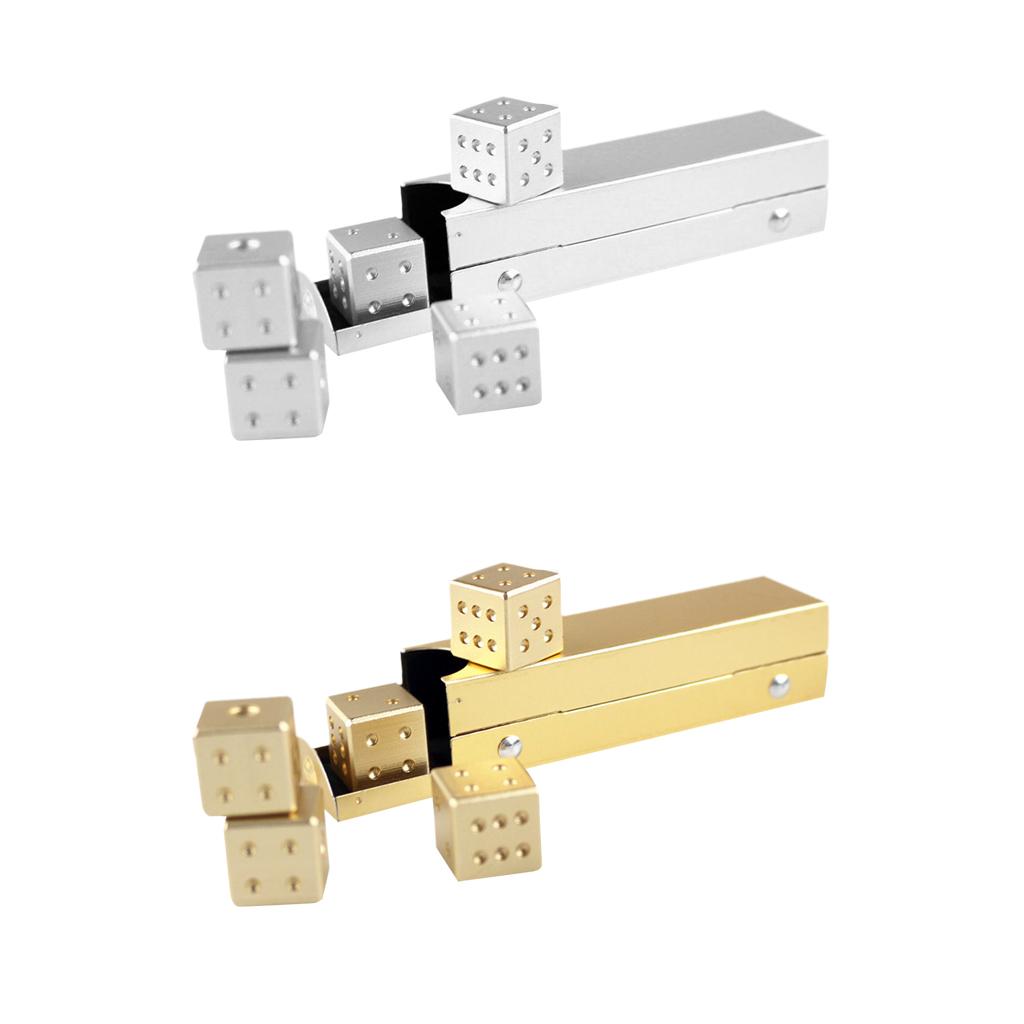 5 Pieces Aluminum Alloy 6 Sided Square Cube Spot Dice Straight Corner Gold