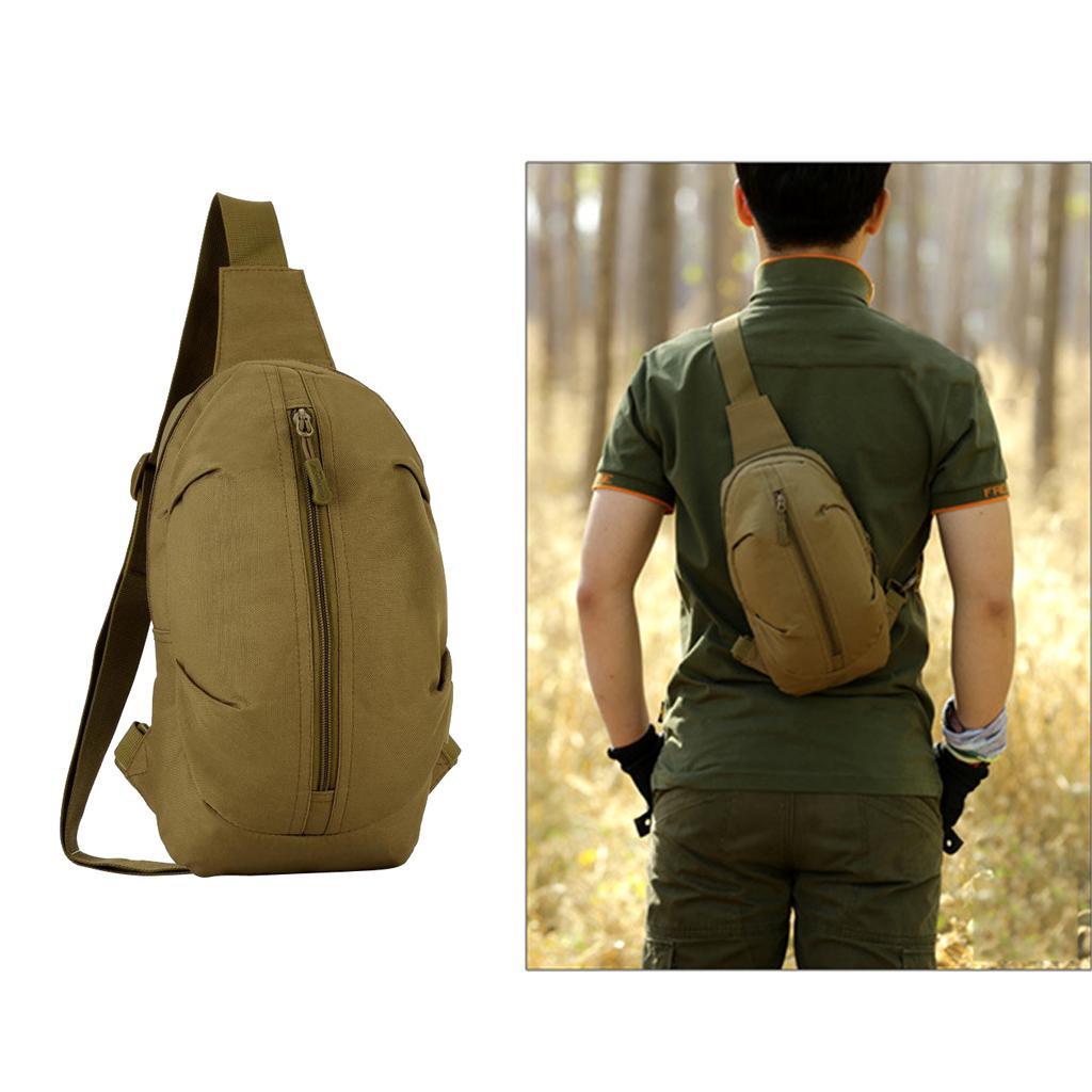 Outdoor MOLLE Waist Belt Bag Chest Sling Shoulder Pack Pouch Borwn